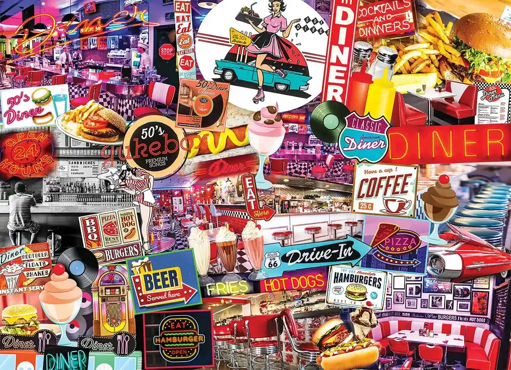 Flashbacks Quick Stop Diner 1000 Piece Jigsaw Puzzle