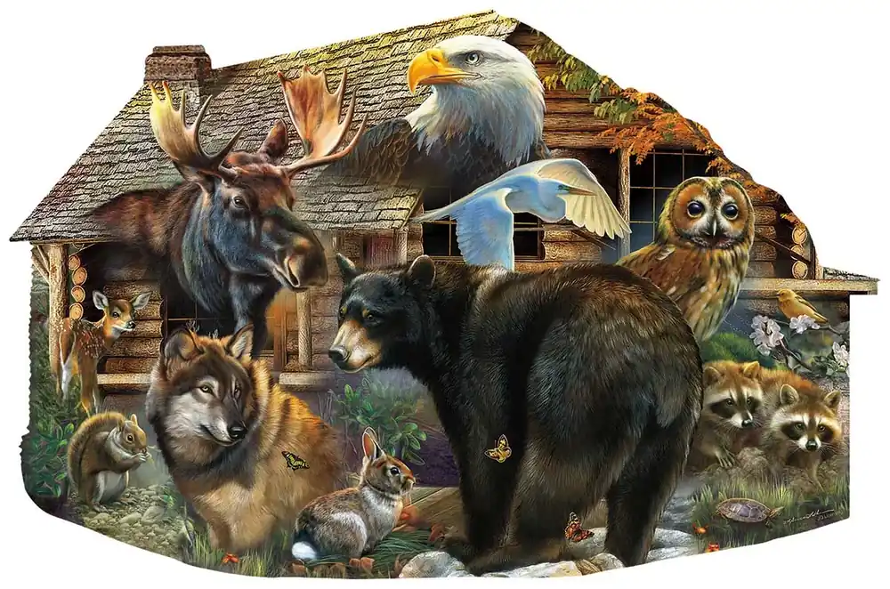 Wildlife Cabin 1000-piece Shaped Jigsaw Puzzle By Sunsout