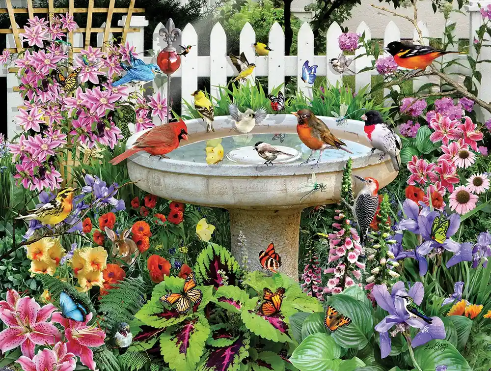A Backyard Bath 500 Piece Jigsaw Puzzle By Sunsout Inc - Vibrant Nature Scene