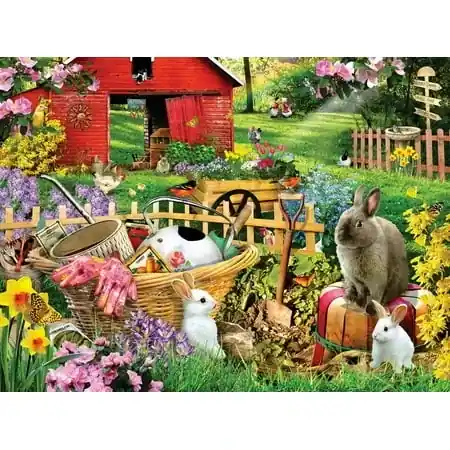 Garden Bunnies 500 Piece Jigsaw Puzzle By Sunsout Inc - Colorful And Fun
