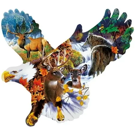 Forest Eagle Shaped 1000 Piece Jigsaw Puzzle For Nature Lovers