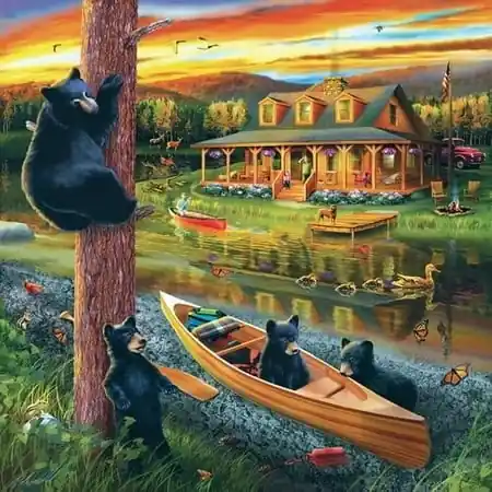 Bear Family Adventure 500 Piece Jigsaw Puzzle 19" X 19" By Chris Dobrowolski