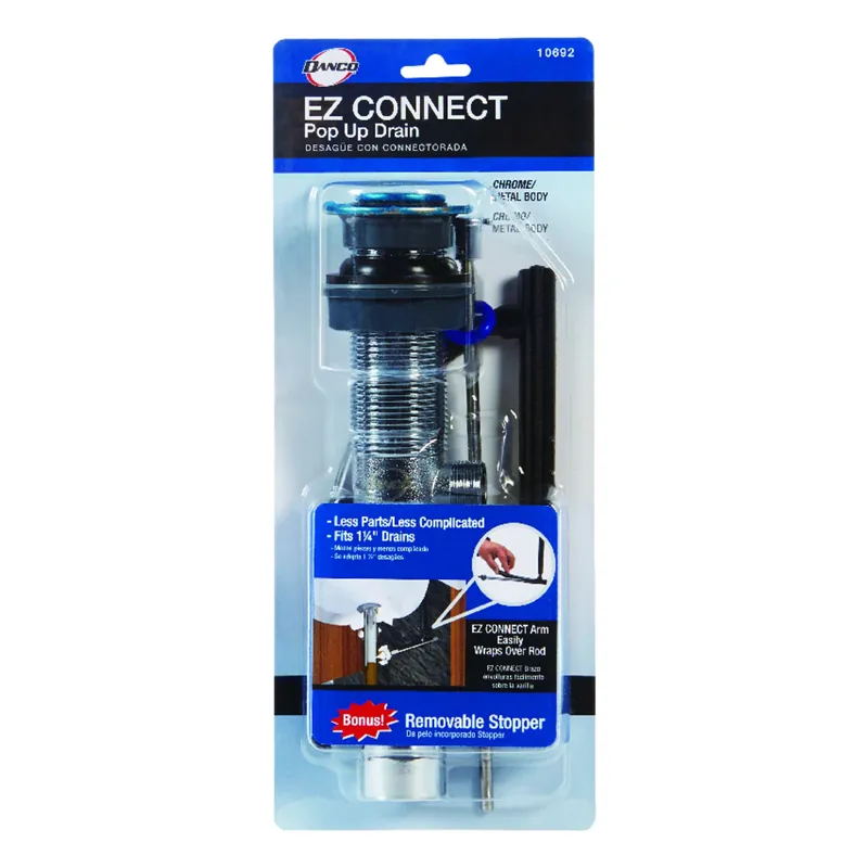 Lavatory Drain & Stopper, Fits Metal Drain Body, Chrome