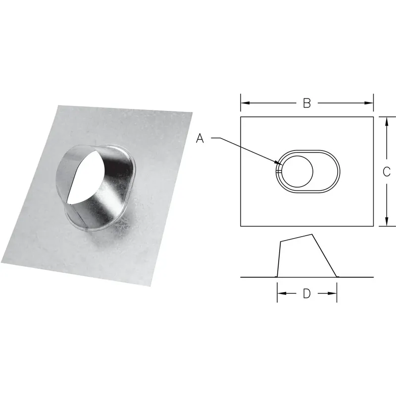 Gas Vent Adjustable Flashing, Round, Type B, 0 To 6/12 Pitch, 6-in.