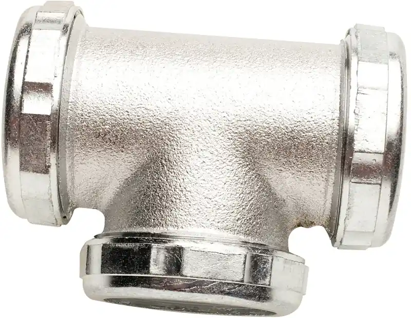 1-1/2 Inch Brass 3-way Coupling Tee With Nuts And Washers