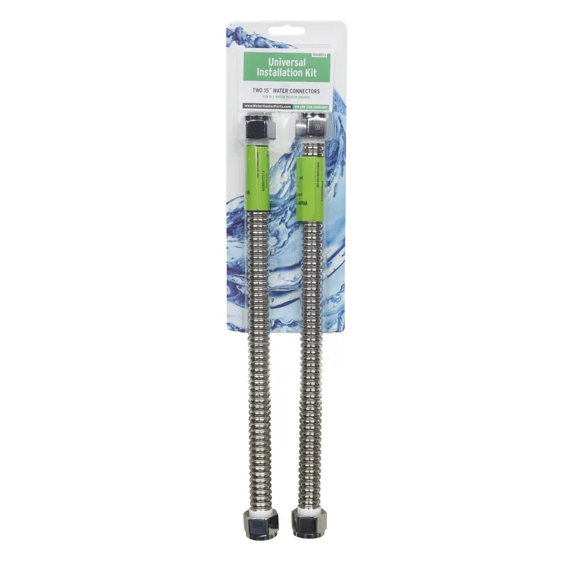 Universal Water Heater Installation Kit 15 In. Flexible Connectors 3/4 In. Fip