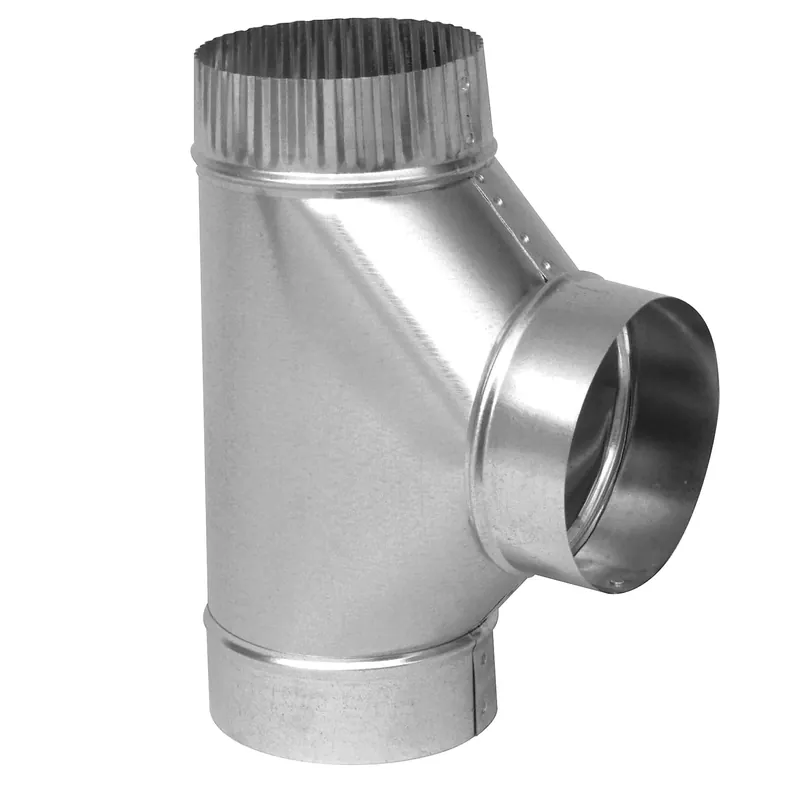 Hvac Tee, Full Flow, Galvanized, 26 Gauge, 6 X 6 X 6 In.