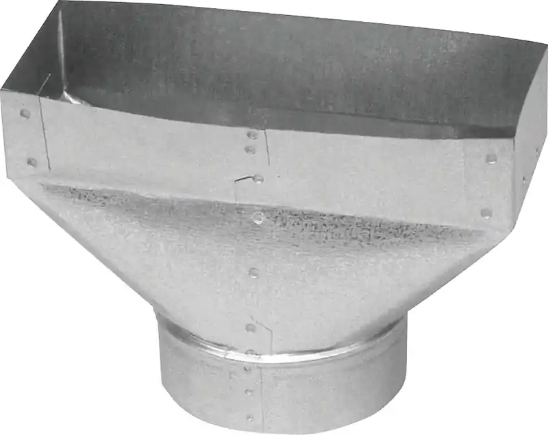 Hvac Register Boot, Galvanized, 30 Gauge, 4 X 12 In. To 6 In.