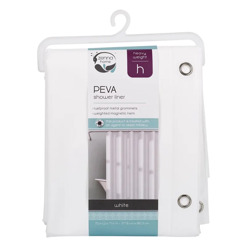 72 In. H X 70 In. W White Solid Shower Curtain Liner Peva
