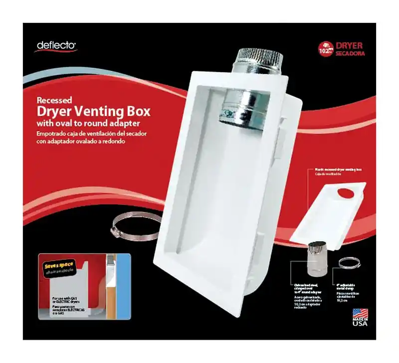 Deflect-o 4.25 In. L X 4 In. D Silver/white Aluminum Dryer Venting Box