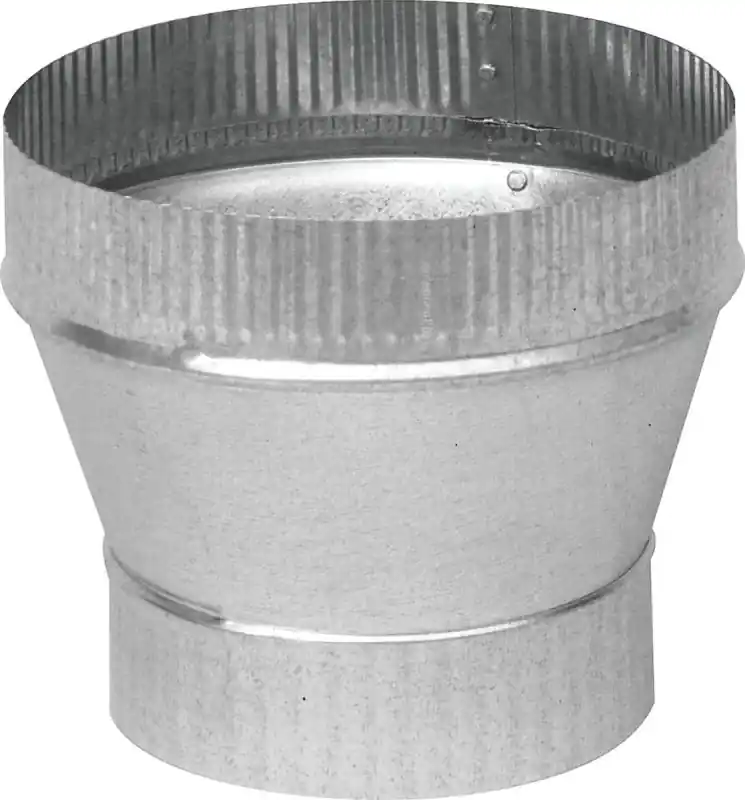Hvac Duct Pipe Taper Increaser, Galvanized, 24 Gauge, 7 X 8 In.