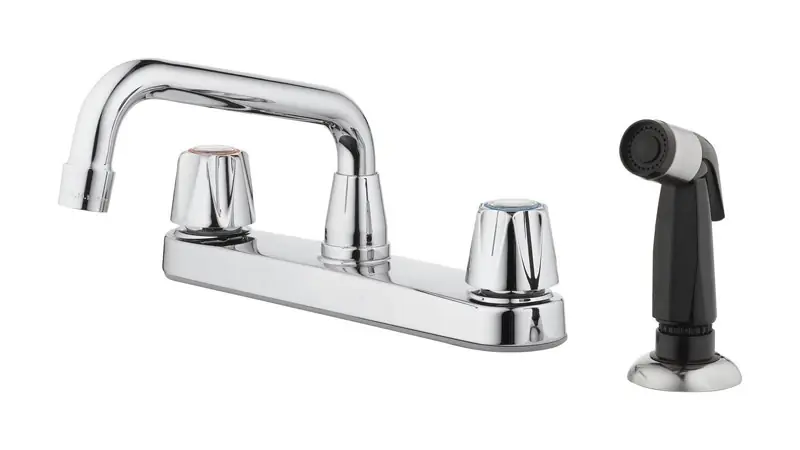 Compression Two Handle Chrome Kitchen Faucet With Side Sprayer - Model 804w-1001