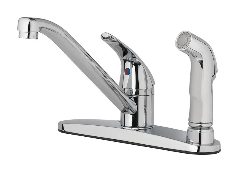 Essentials One Handle Chrome Kitchen Faucet With Side Sprayer And Mid Arc Spout
