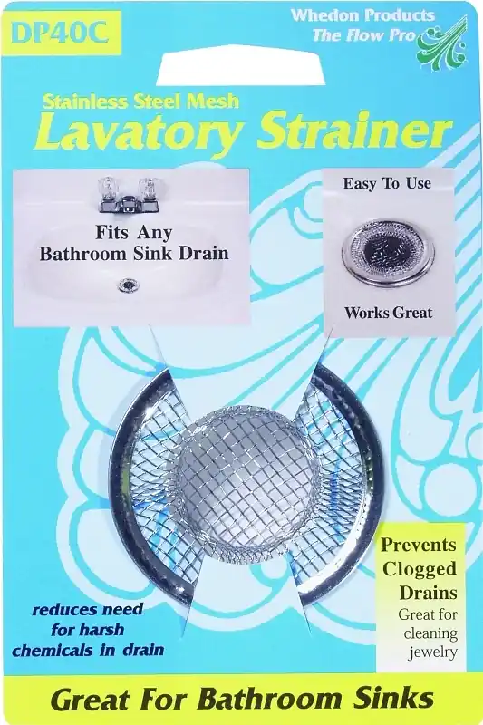 Mesh Lavatory Strainer With Chrome Ring For Lavatory Sinks, Stainless Steel