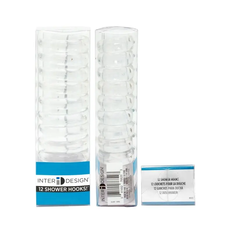 Clear Plastic Shower Hooks 12 Pk