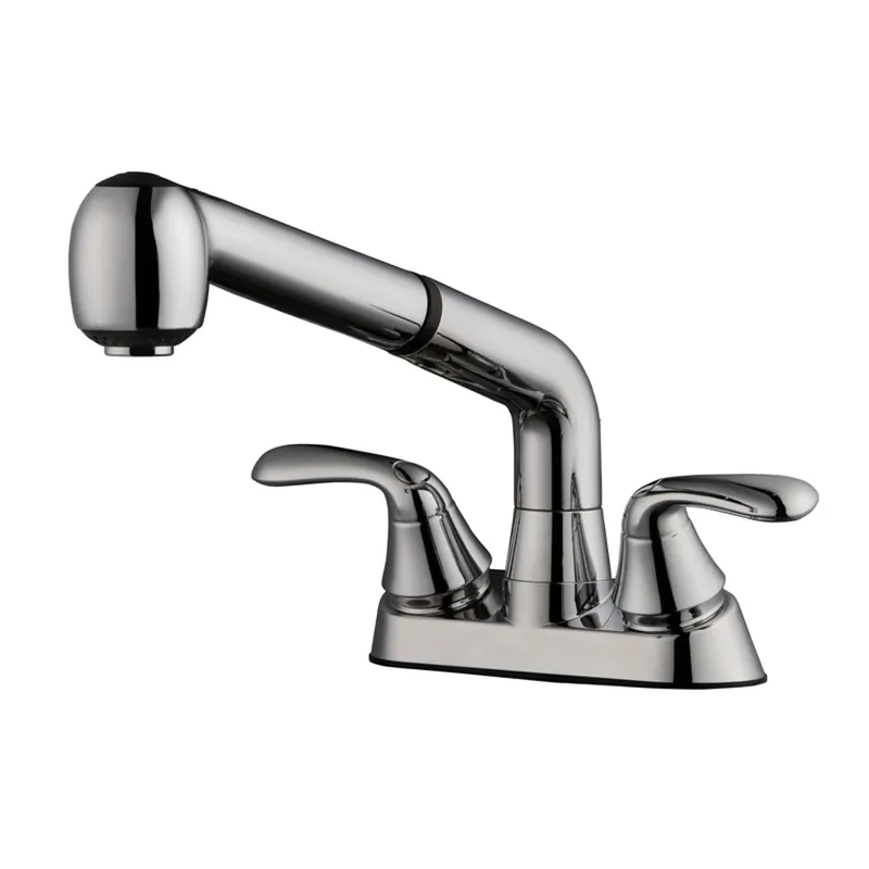 Two Handle Chrome Laundry Faucet With High Arc Spout And Lever Handles