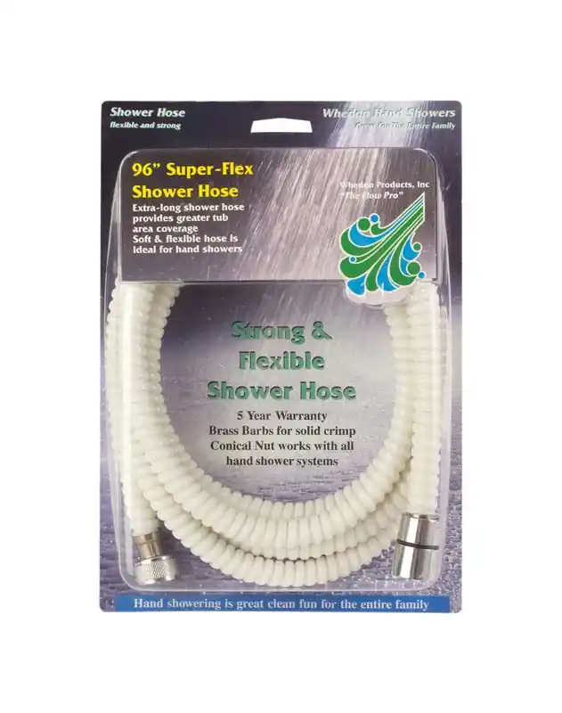 Superflex White Pvc 96 In. Shower Hose With Brass Barbs And Chrome Plated Nuts