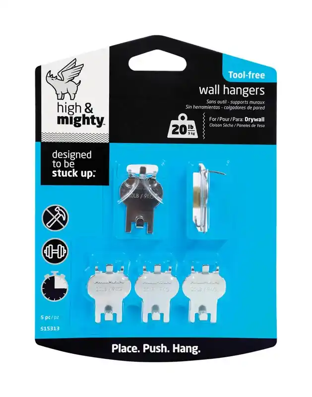 High & Mighty Steel-plated Gray Hanger Picture Hanger 20 Lb 5 Pk