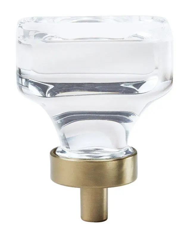 Glacio Square Cabinet Knob 1-5/16 In. Clear/champagne 1 Pk