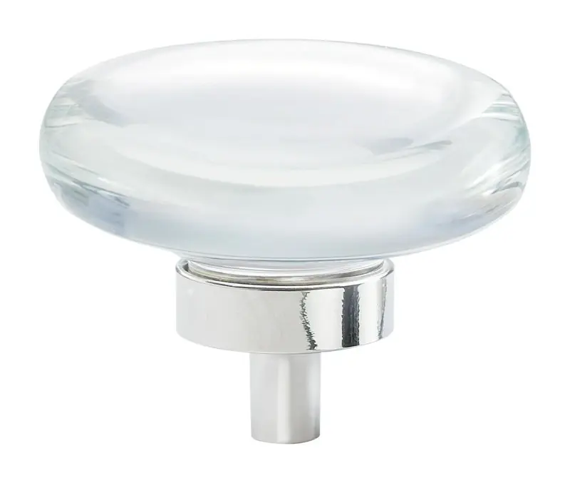 Glacio Round Cabinet Knob 1-3/4 In. D 1 In. Clear/polished Nickel 1 Pk