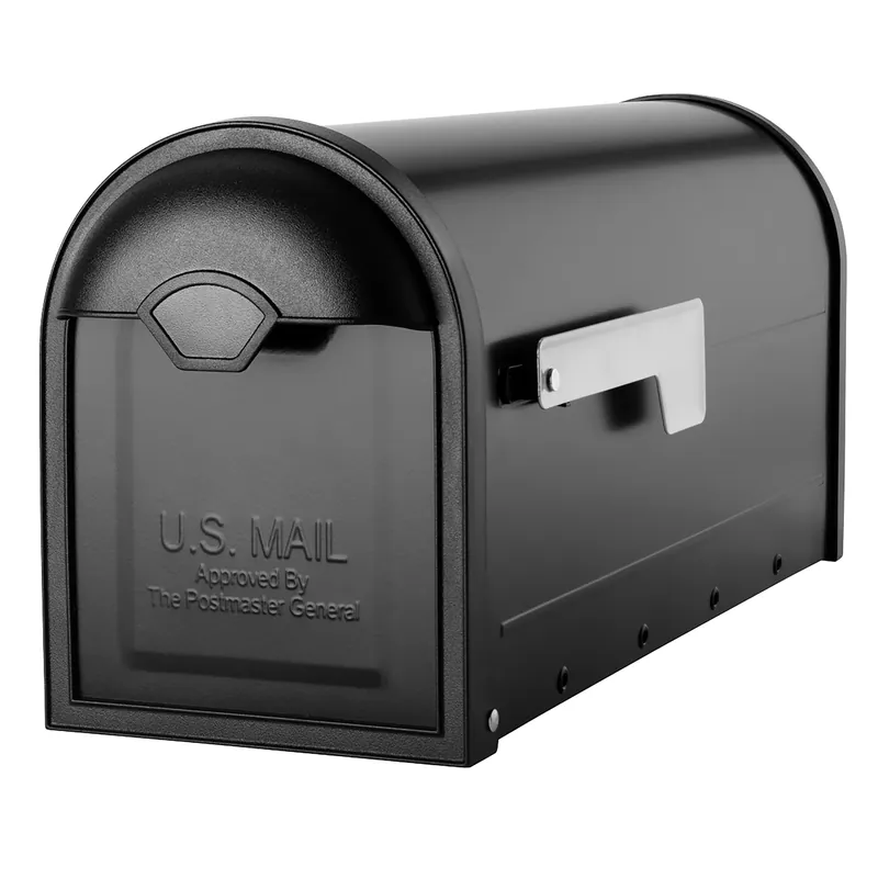 Winston Classic Galvanized Steel Post Mount Black Mailbox 8830b-10