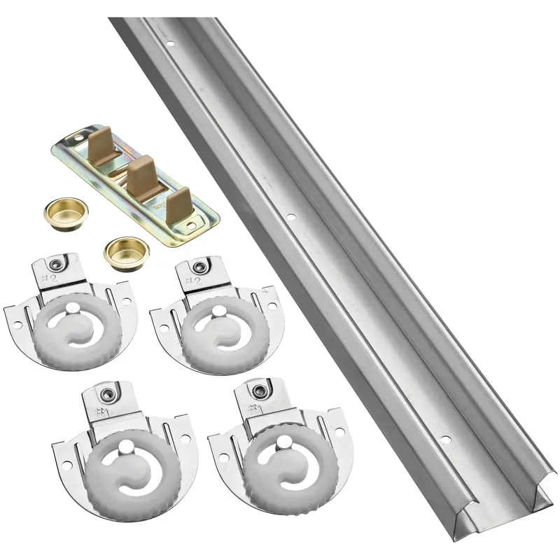 60 In. L Galvanized Silver Nylon/steel By-pass Door Hardware Set 1 Pk