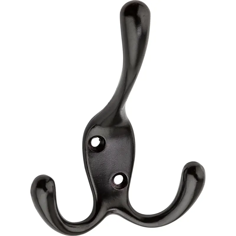 Large Oil Rubbed Bronze Black Zinc 3-15/16 In. L Triple Hook 1 Pk