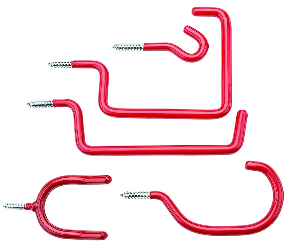 Red Steel/vinyl Assorted Screw Hook 5 Pk