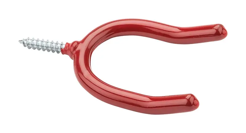 3.87 In. L Vinyl Coated Red Steel U-shaped Double Hook 12 Lb. Cap. 2 Pk