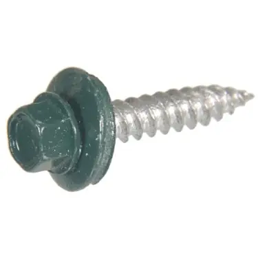 Sheet Metal Self-piercing Roofing Screws, Hex Washer Head, Green Ceramic Coat, 10 X 1.5-in, 1-lb.