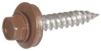 Sheet Metal Self-piercing Roofing Screws, Hex Washer Head, Brown Ceramic Coat, 10 X 1-in, 1-lb.