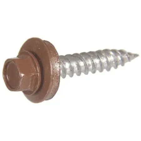 Sheet Metal Self-piercing Roofing Screws, Hex Washer Head, Brown Ceramic Coat, 10 X 1.5-in, 1-lb.