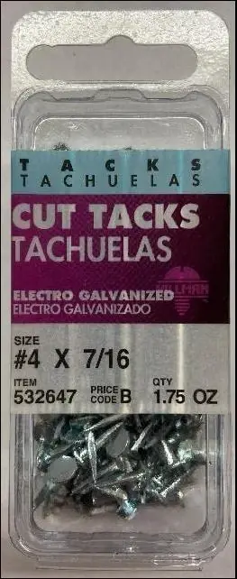 Galvanized Zinc Tack Fasteners 4 X 7/16 Inch - Pack Of 6