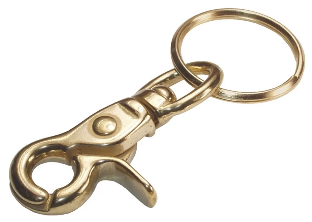 711083 Carded Brass Trigger Snap Hook With Key Ring - 5 Pieces