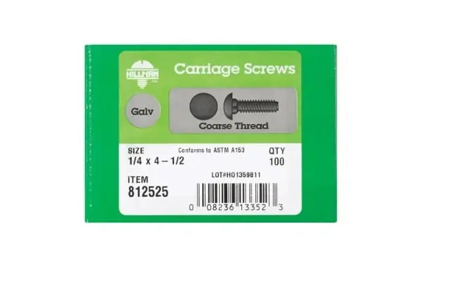 Hillman 1/4 In. Dia. X 4-1/2 In. L Hot Dipped Galvanized Steel Carriage Bolt 100 Pk