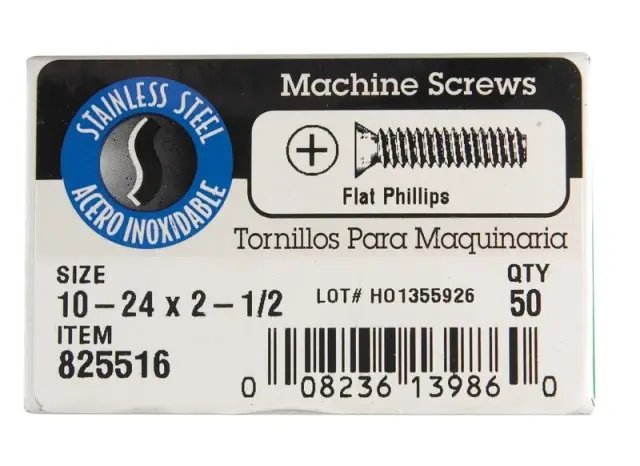 No. 10-24 X 2-1/2 In. 31 L Phillips Flat Head Stainless Steel Machine Screws 50 Pk