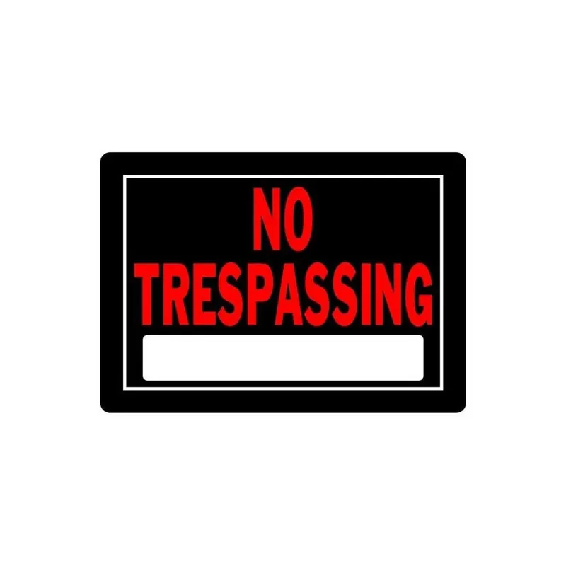 No Trespassing Sign, Black & Red, 10 X 14 In.
