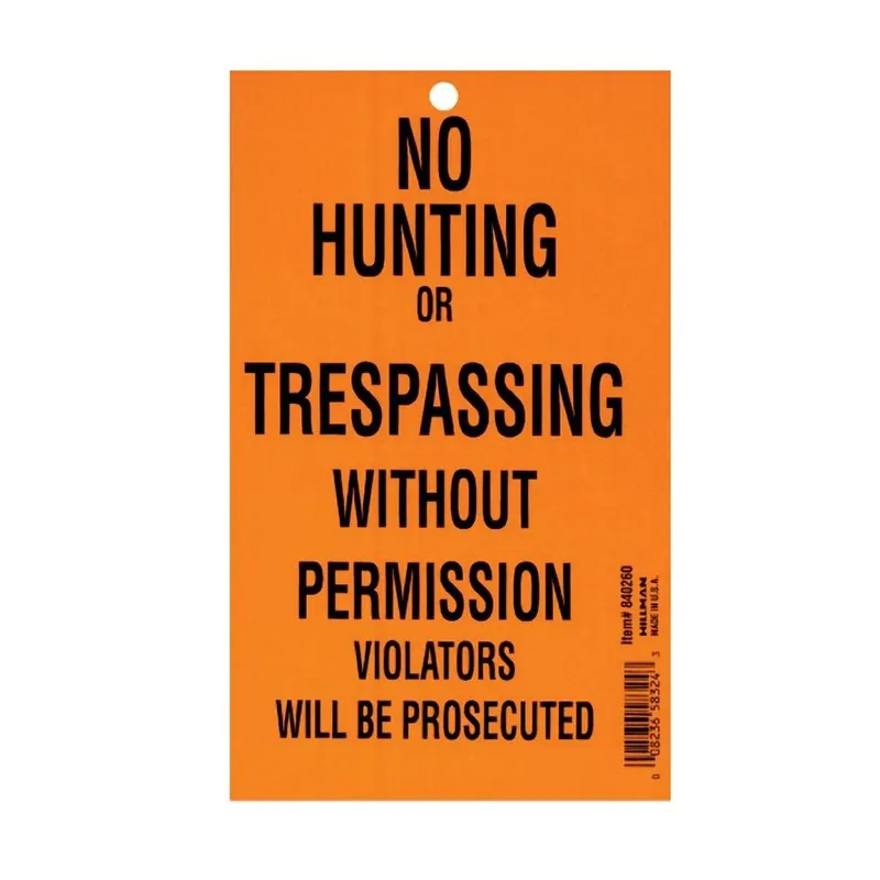 4-1/4 In. X 7 In. No Hunting Or Trespassing Pad (100 Pack)