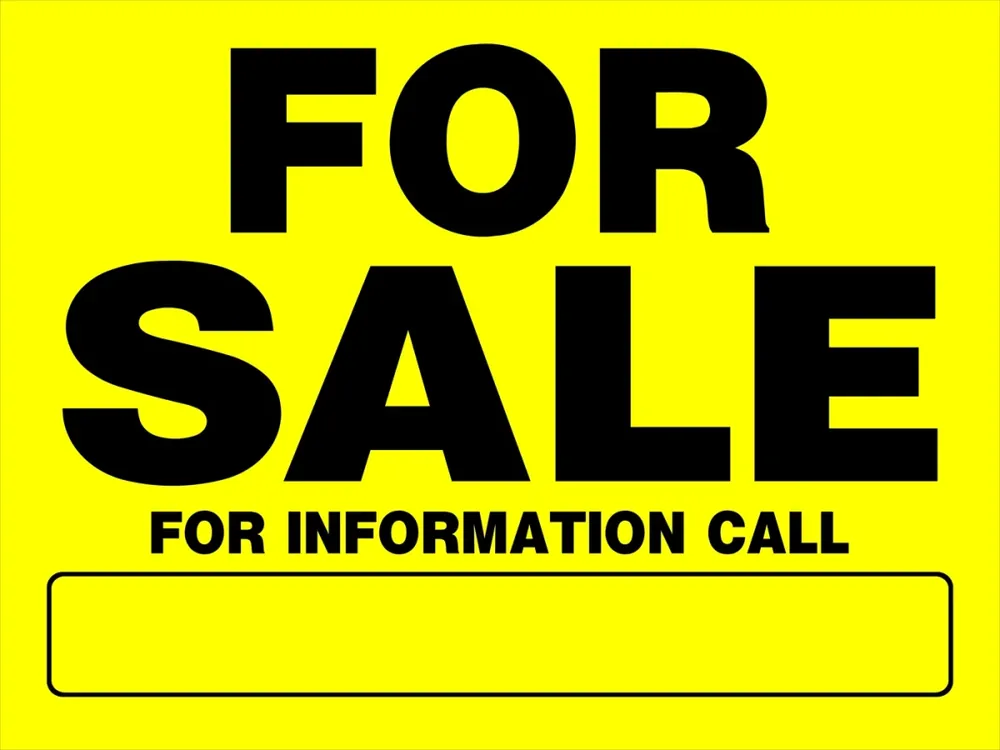 12 X 16 In. Black & Yellow Plastic High-contrast For Sale Sign