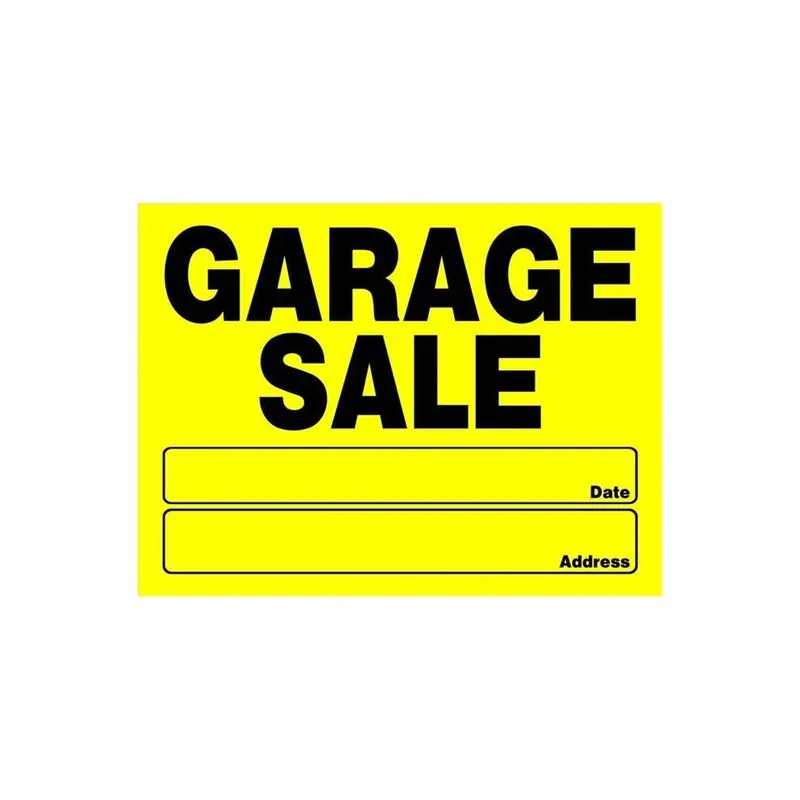 12" X 16" Black & Yellow Plastic Garage Sale Sign - Date & Address