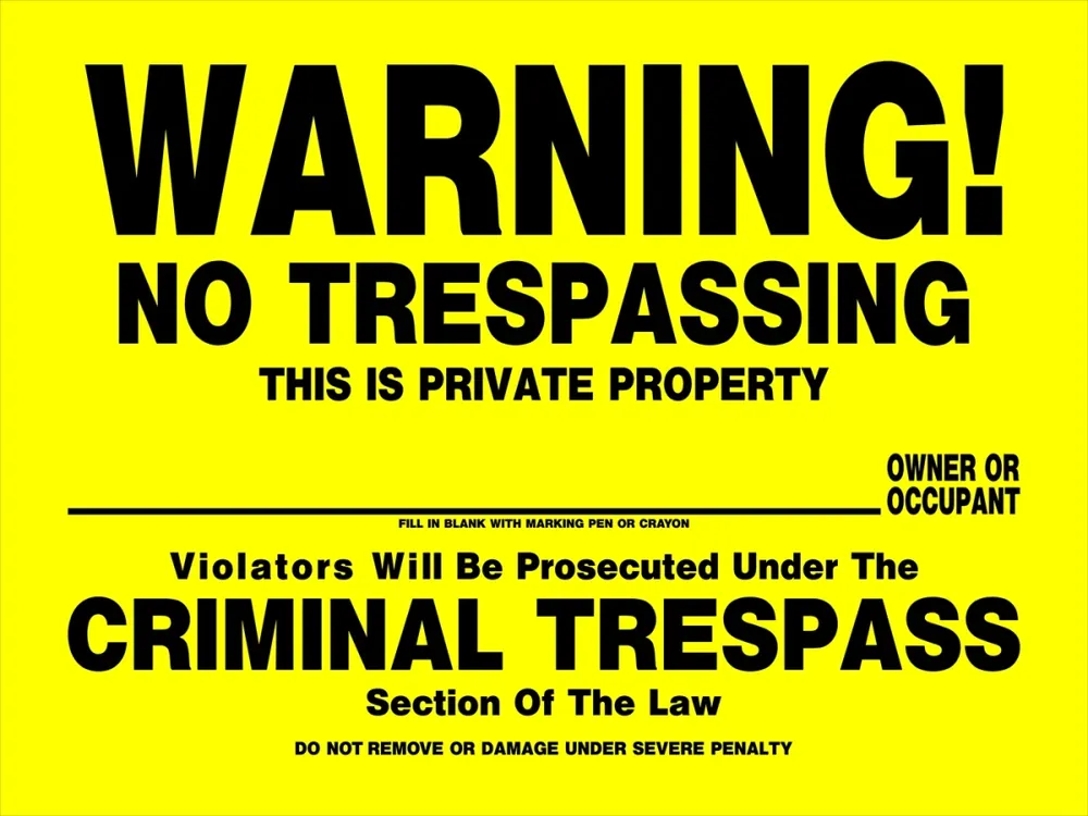 842100 12 X 16 In. Black & Yellow No Trespassing Sign