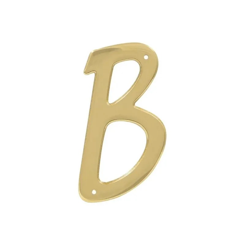 4 In. Brass Nail-on Traditional House Letter B - Durable Solid Brass Design