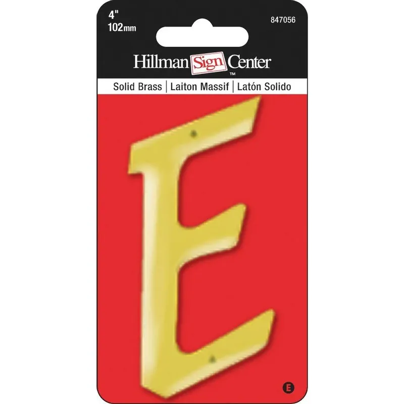 4 Inch Nail-on Solid Brass Traditional House Letter E - Model 847056