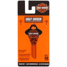 68 Harley Davidson Orange Tribal Key Blank With Shield Logo