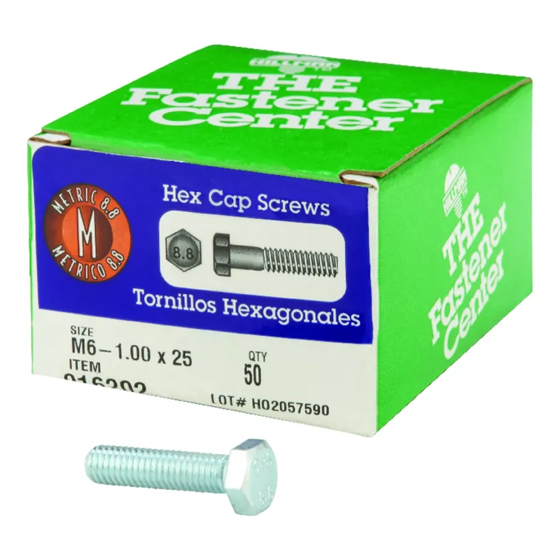M6-1.00 Mm D X 25 Mm L Heat Treated Steel Hex Head Cap Screw 1 Pk