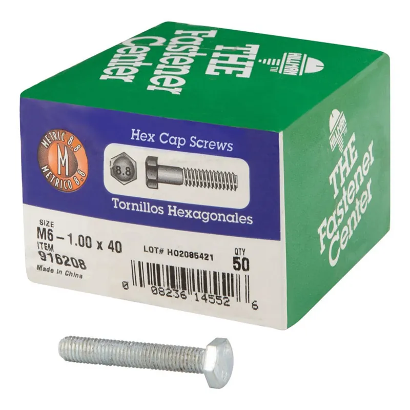 M6-1.00 Mm D X 40 Mm L Heat Treated Steel Hex Head Cap Screw 1 Pk