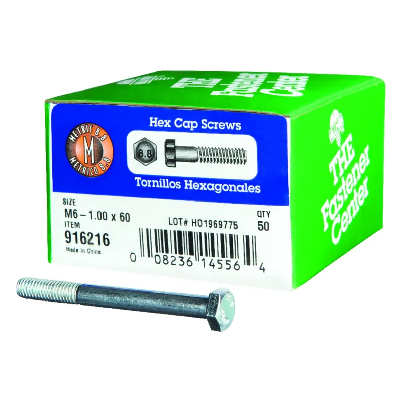 M6-1.00 Mm D X 60 Mm L Heat Treated Steel Hex Head Cap Screw 1 Pk