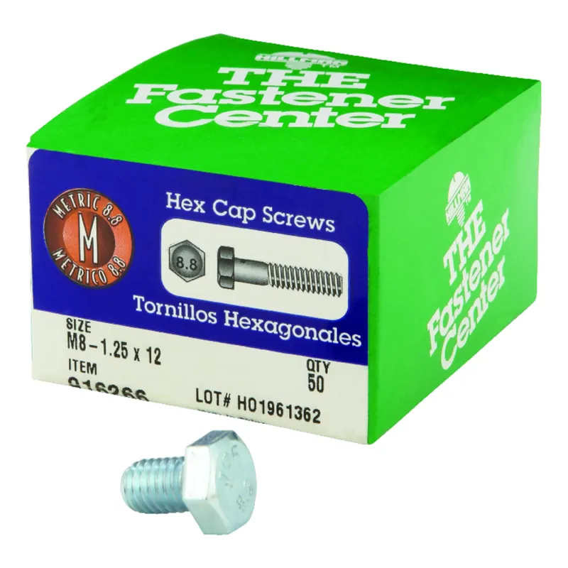 M8-1.25 Mm D X 12 Mm L Heat Treated Steel Hex Head Cap Screw 1 Pk