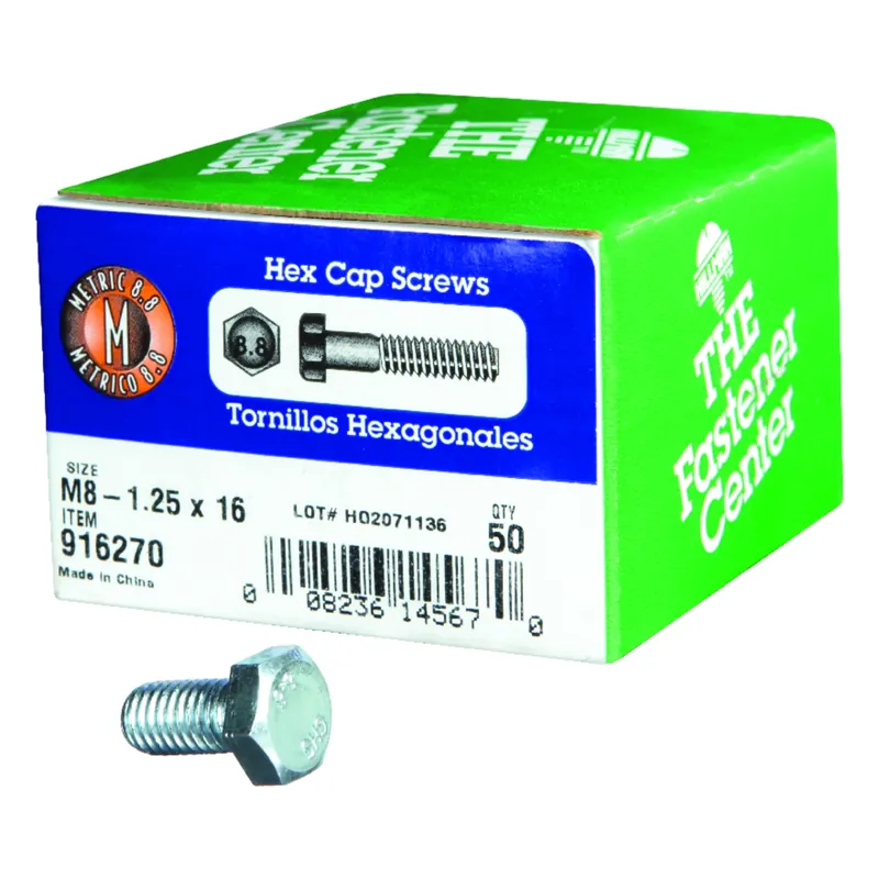 M8-1.25 Mm2 D X 16 Mm2 L Heat Treated Steel Hex Head Cap Screw 50 Pk