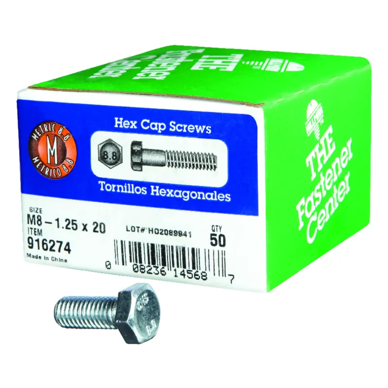 M8-1.25 Mm2 D X 20 Mm2 L Heat Treated Steel Hex Head Cap Screw 50 Pk